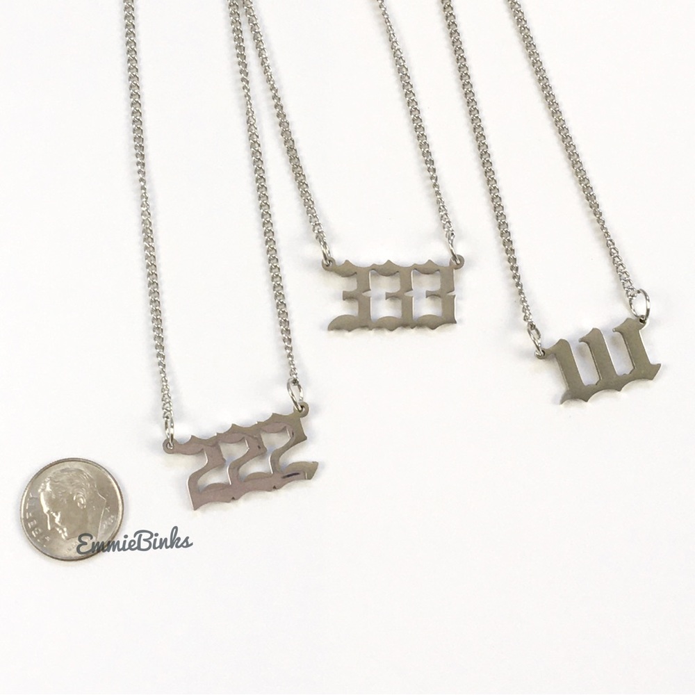 💥3for$28 New Angel Number Silver Stainless Steel Pendant Necklace 111 222 333 - Picture 10 of 15